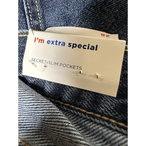 Old Navy High Rise Slouchy Straight Ripped Cut Off Jeans 26 High Rise Button Fly - Picture 15 of 15